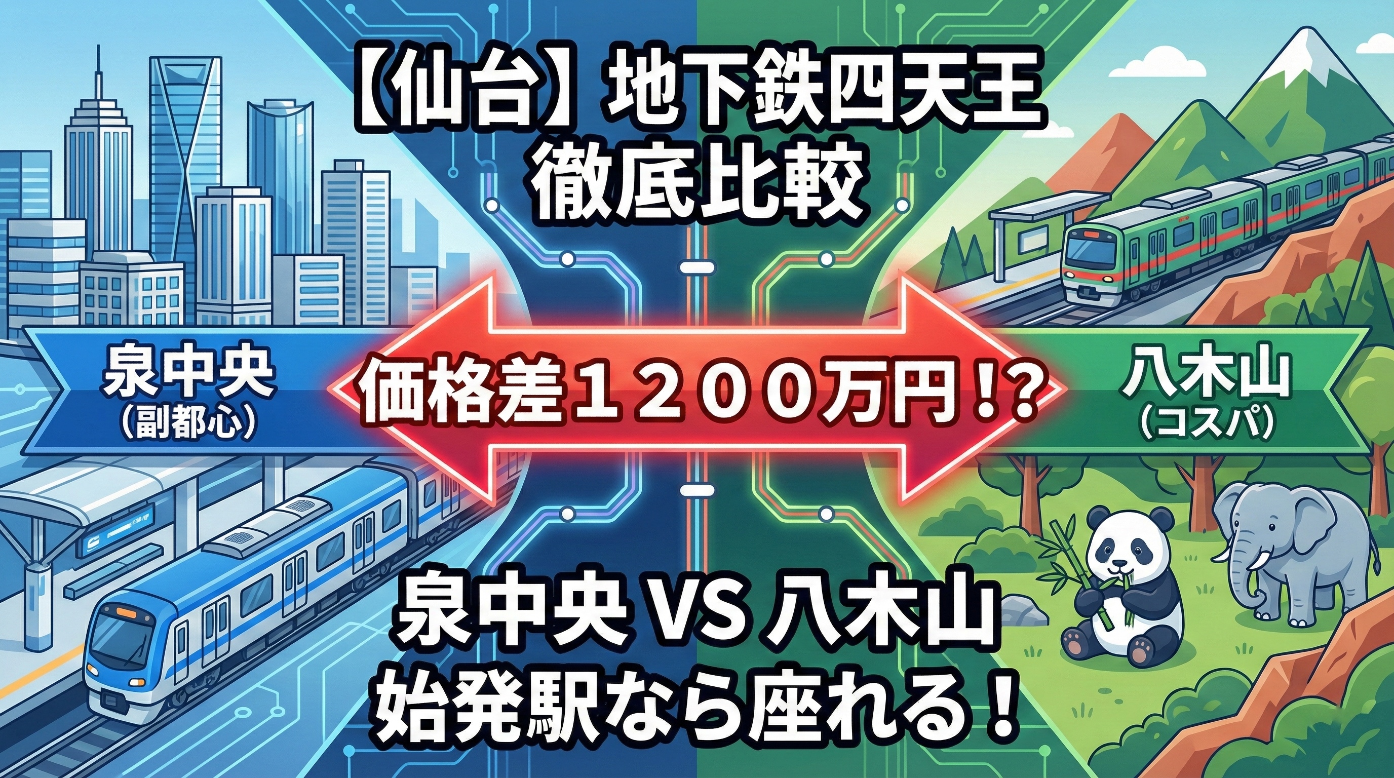 【仙台】始発駅なら絶対座れる！？泉中央vs八木山…価格差1200万円の「地下鉄四天王」徹底比較
